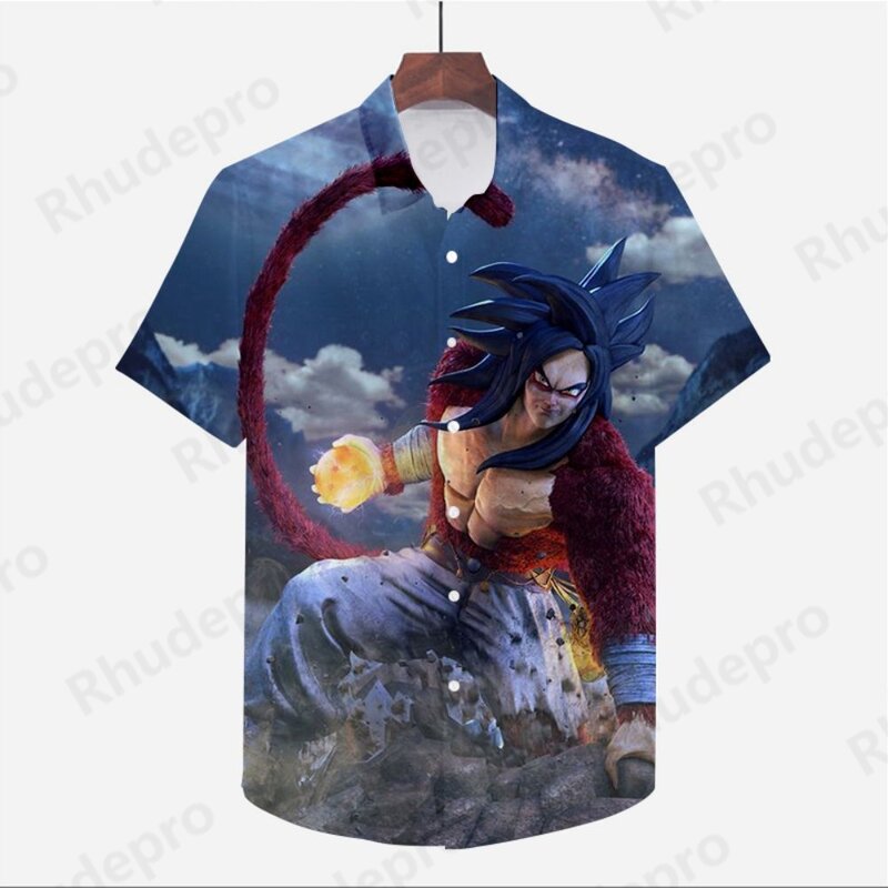 Camisa Harajuku de Dragon Ball Z para hombre, ropa de calle de manga corta, estilo playero, Vegeta, Goku, Anime, moda de verano
