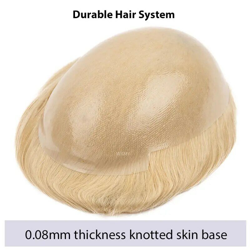 Peluca de cabello humano Remy para mujer, pelo largo y liso con doble anudado, Base de piel, 100%