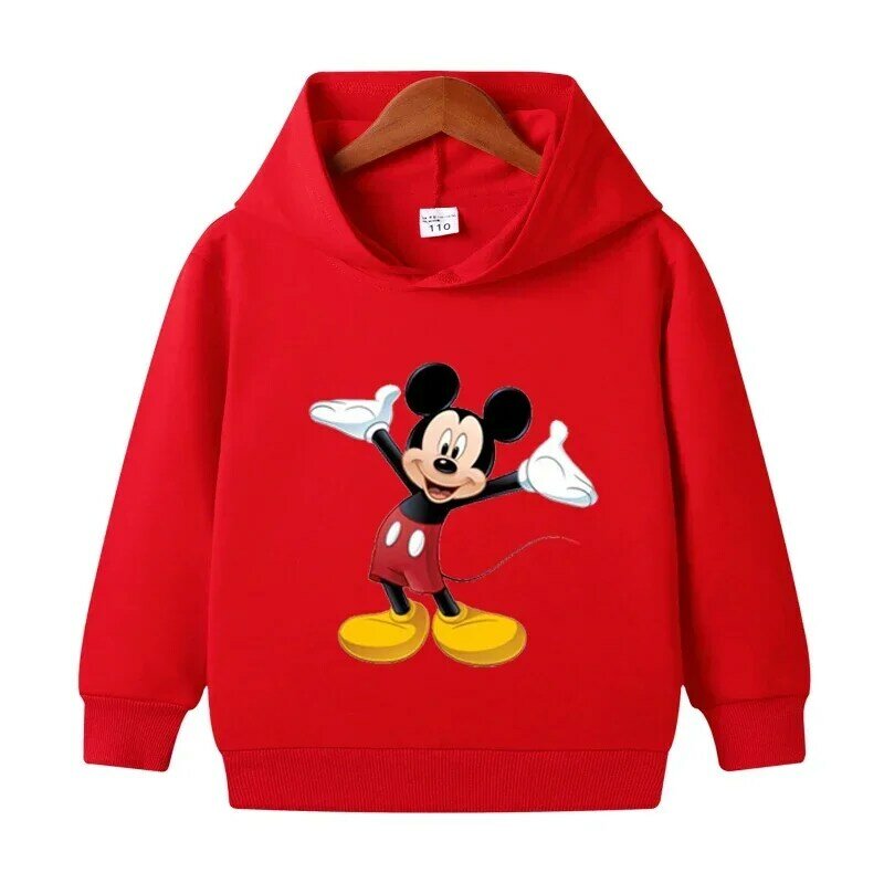 Disney-Minnie e Mickey moletons para bebês e meninas, moletons com capuz, desenhos animados com capuz, roupas infantis de primavera, 2021