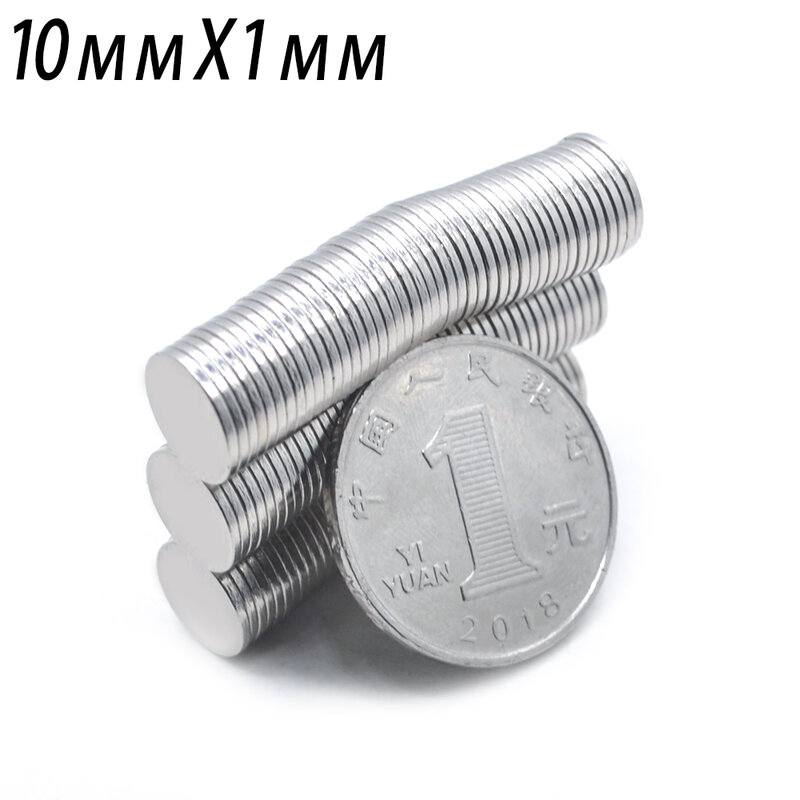 Неодимовый магнит 10x1, 5-500 шт., 10 мм x 1 мм N35 NdFeB, Круглый супер мощный сильный постоянный магнит, диск imanes 10x1 мм, новый магнит
