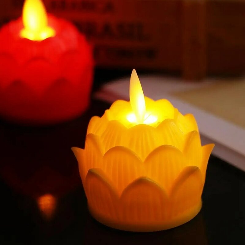 Mid-Autumn Festival LED Floating Lotus Light Night Lamp Wishing Lamp Artificial Lotus Light Good Luck Waterproof Temple