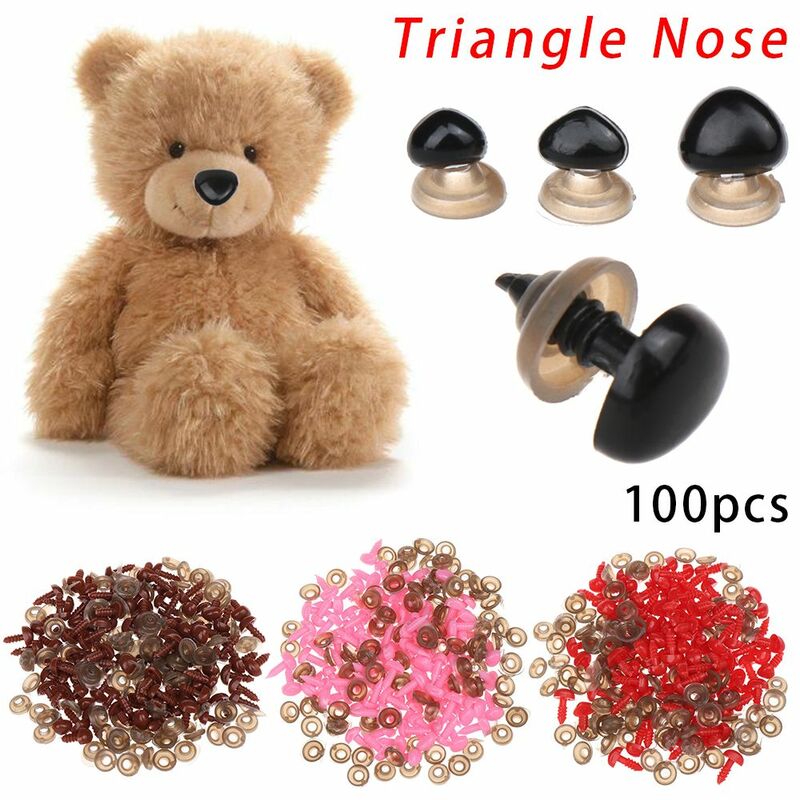 Narices triangulares de plástico para muñecas, juguetes para botones de oso, manualidades de piezas, accesorios de seguridad para la nariz, 100