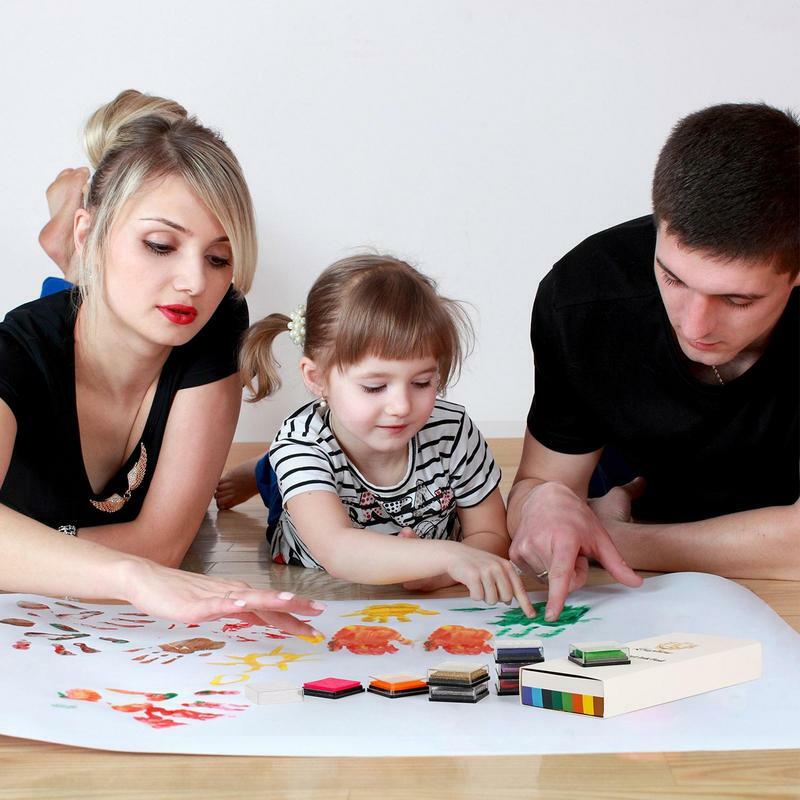 Tampons encreurs colorés à base d'eau pour enfants, peinture au doigt, imperméable, 20 couleurs, 1.57x1.57, amaran
