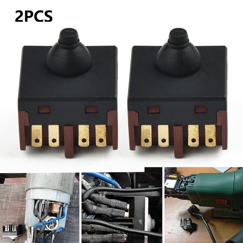 Substituição PushButton Switch para rebarbadora, Acessório Polisher, Ferramentas Elétricas, Preto, 100, 0.98x0.98 ", 2Pcs