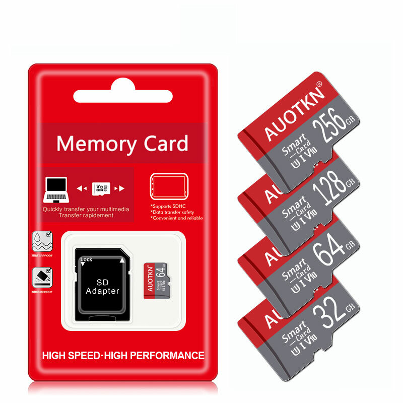 High Speed Video Storage Cartão Micro SSD, Mini SD, Cartão TF, Adaptador Presente, Classe 10, 512GB, 256GB, 64GB, 32GB, 16GB, 8GB