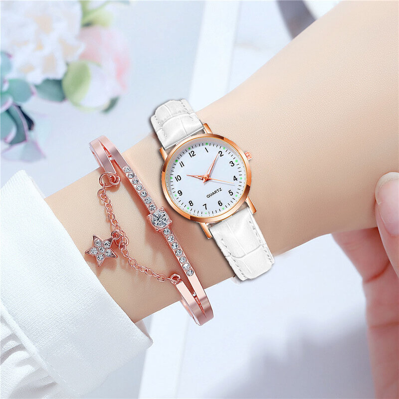 Mode Lederen Dames Horloge Casual Lichtgevende Quartz Horloge Eenvoudige College Kleine Verse Vrouwelijke Horloge Voor Vrouwen Klok Reloj Mujer