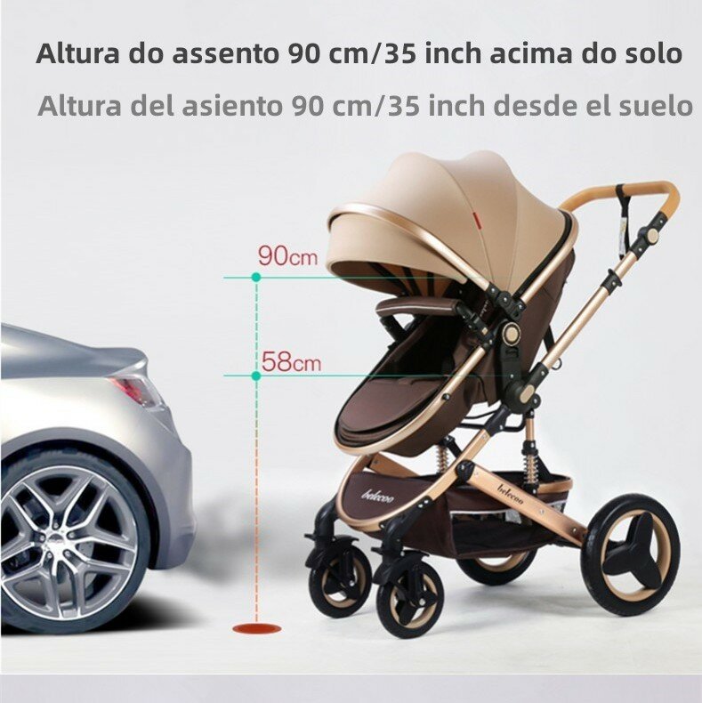 Belecoo wysokiej jakości wózek dziecięcy, 3-1 system podróżniczy wózek dziecięcy z dużą przestrzenią, jeden klucz, łatwy w użyciu i łatwy do przenoszenia