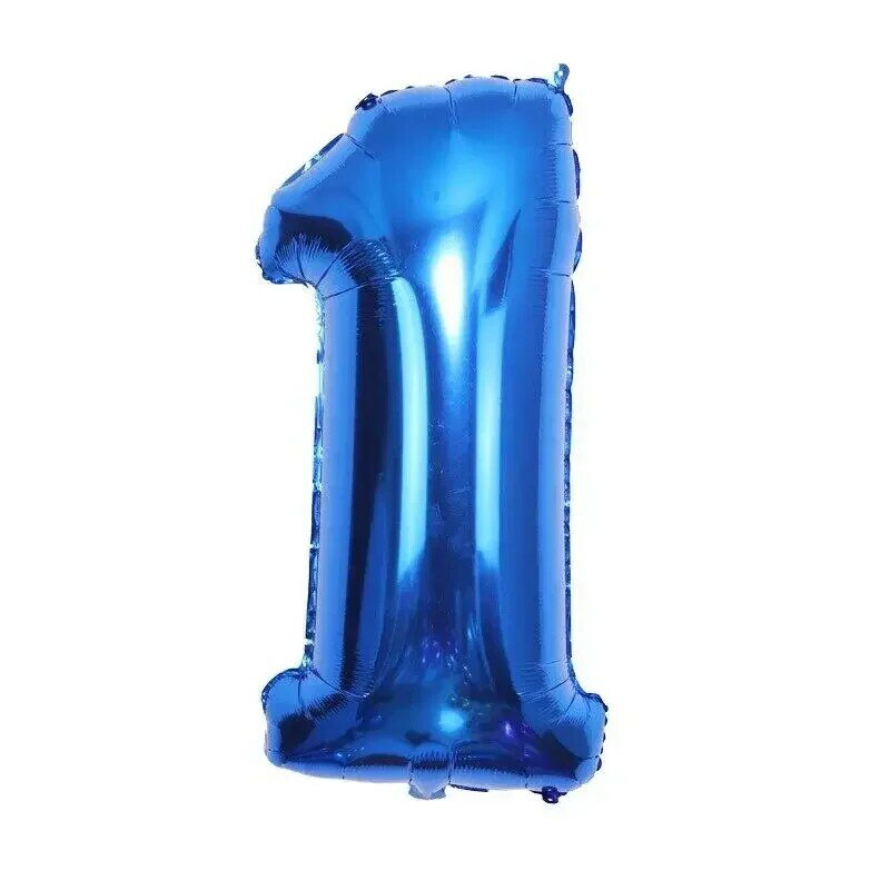 Globo Digital de aluminio con números azules, de 32 pulgadas globo de helio, decoración de fiesta de cumpleaños, suministros de boda