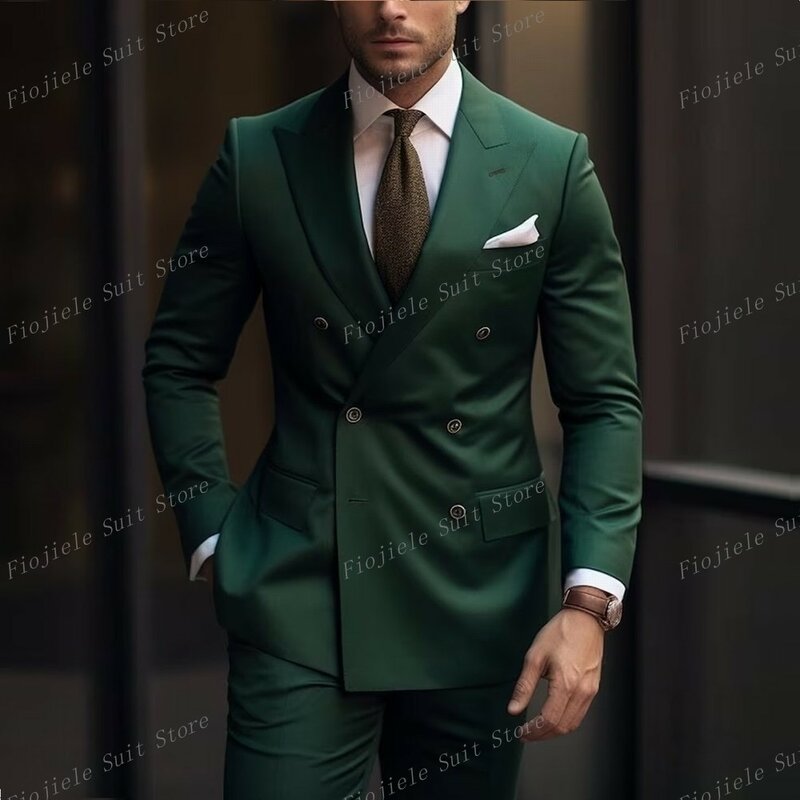 New Army Green Men Business Prom Suit Groom Groomsman smoking festa di nozze occasione formale maschile 2 pezzi Set giacca pantaloni