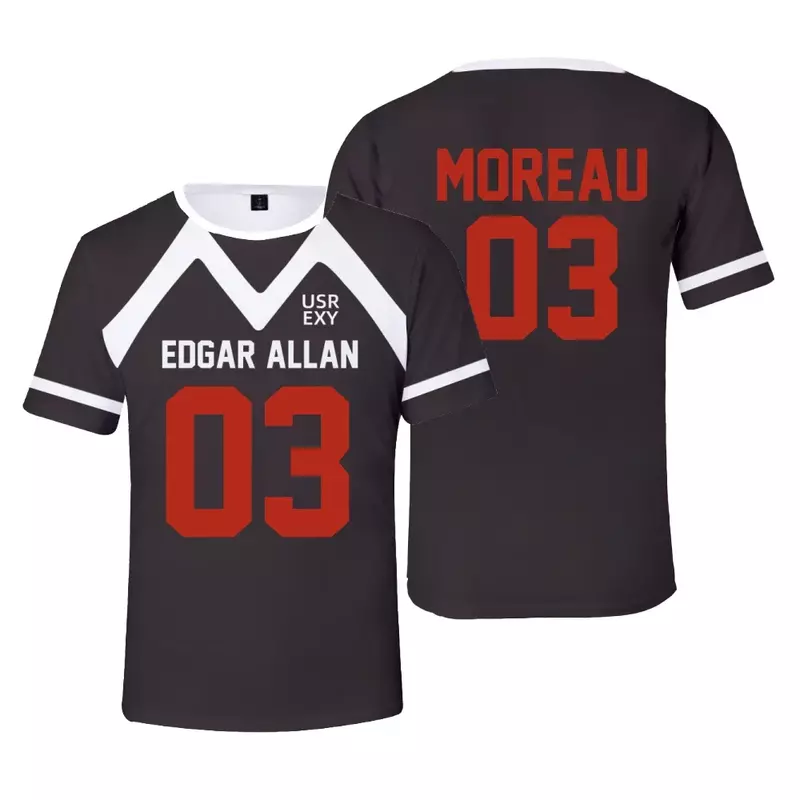 New The Foxhole Court Edgar allens Ravens Lacrosse Jersey Cosplay MORIYAMA KNOX T-shirt 3D untuk pria/wanita pakaian atasan anak-anak