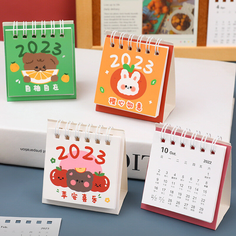 Calendário de mesa frutas criativas texto mesa calendário ins ornamentos de mesa bonito pequeno ano calendário 2023 mini calendário por atacado