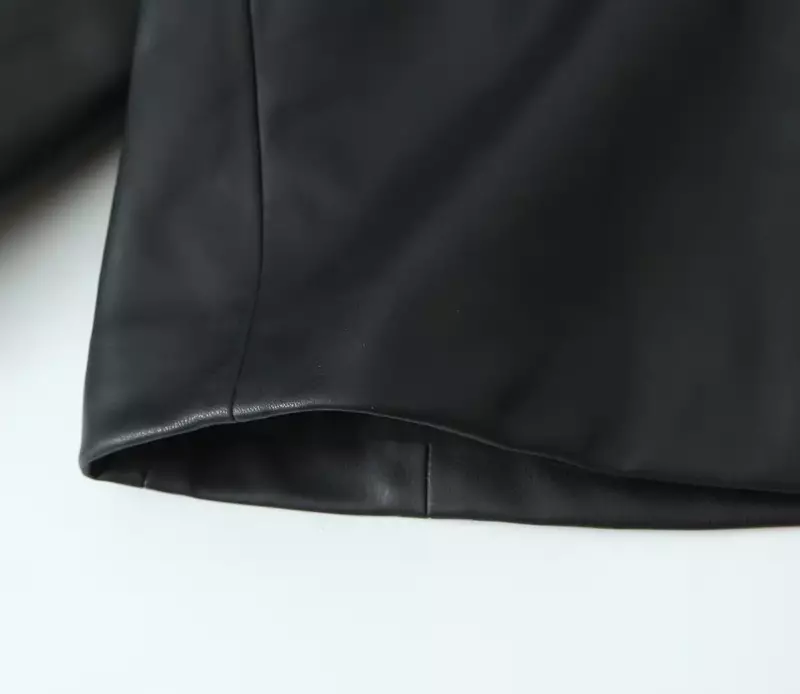 Jaqueta de couro falso cortada feminina, casaco vintage, manga comprida, zíper, outerwear feminino, camiseta chique, moda casual, novo, 2023