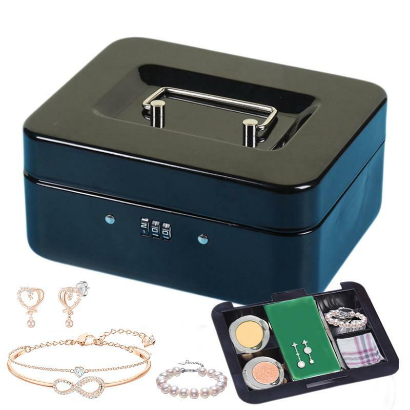 Safe And Lock Box Travel Security Case Lock Box Portable Security Lock Box Deposit Box With Code For Banknotes Cards Jewelry