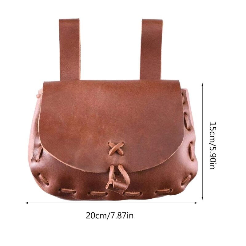 Bolsa cinturón con relieve Medieval cuero PU, bolso moneda con cinturón vikingo, bolso Vintage