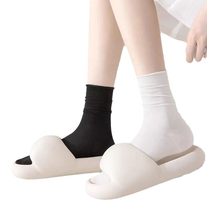 5 Paar Sommer Frauen Socken Japanisch lose dünne lange Socken Eis Samt weich atmungsaktiv Haufen Socken Harajuku Studenten Farbe Socken