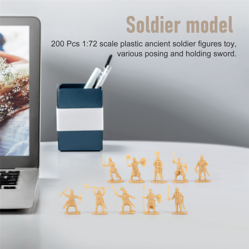 1:72 200/Set Plastic Ancient Soldier Figures Toy Archaic Soldiers Men Swordsman Action Figure DIY War Scene Toys Gold