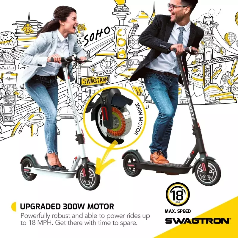 Scooter elétrico com Kickboard para homens, scooter masculino, ciclismo, esportes, entretenimento, atualizado, motor de 300W, 5 Boost