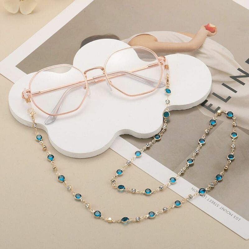 Cadena de gafas de cuentas bohemias para mujer, joyería elegante, cordón de cristal, cadena de máscara de cobre Vintage
