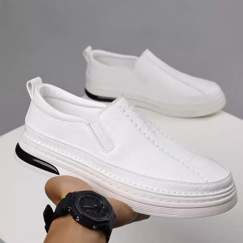 Мужские деловые туфли из мягкой кожи, Дизайнерские повседневные кроссовки без шнуровки, в британском стиле, весна-осень 2024