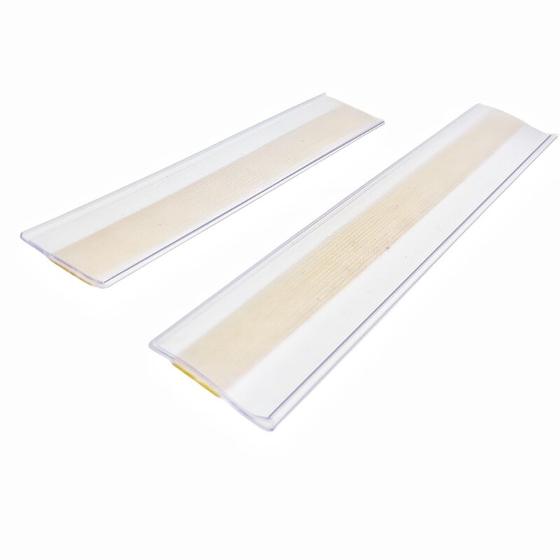 H3cm-Soporte de plástico para exhibición de etiquetas, Clip de PVC para estante, cinta adhesiva, 100 piezas