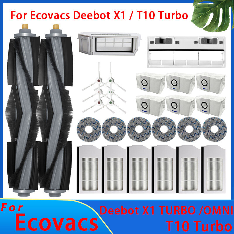 Filtro para Robot aspirador Ecovacs Deebot X1 OMNI T10 TURBO, cepillo lateral, paño de limpieza, piezas de repuesto, caja de polvo, accesorios
