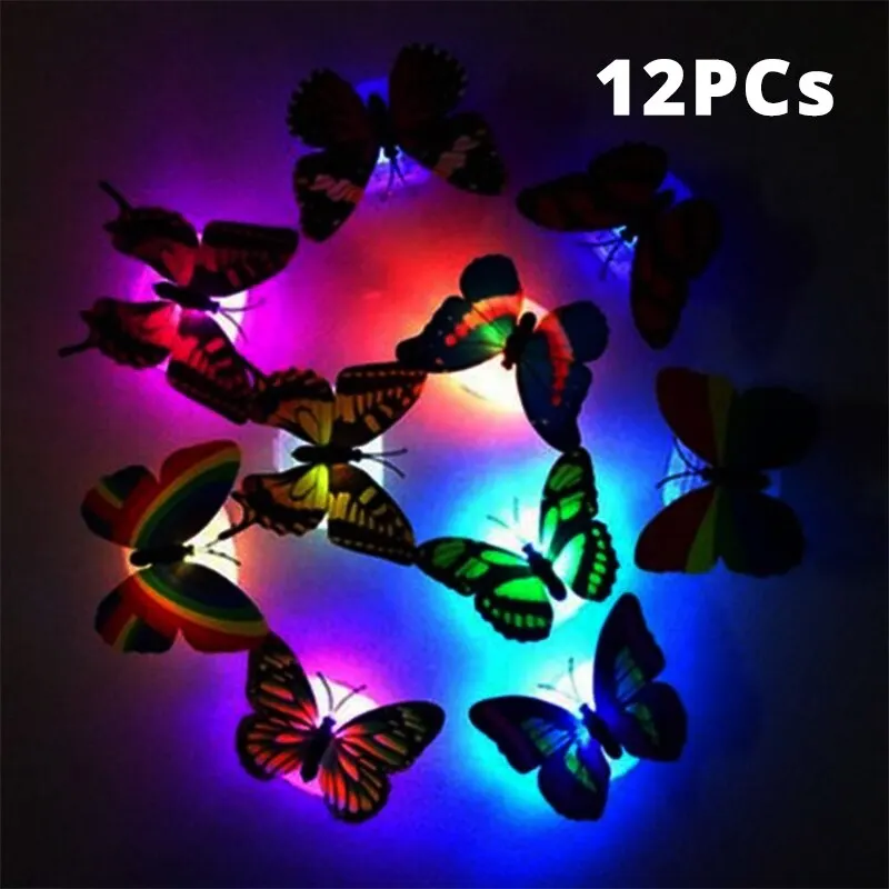 3D Luminous Butterfly Wall Stickers, Glow in Dark Wallpaper, decalques para casa, quarto das crianças, sala de estar, geladeira, 24 pcs, 12pcs