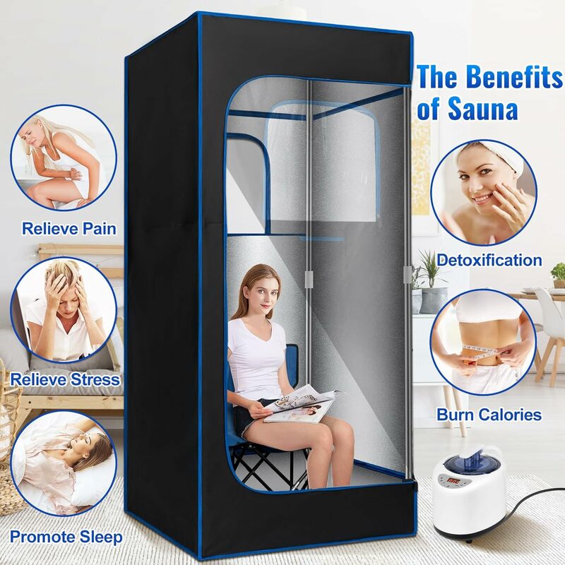 X-vack Sauna portabel, tenda Sauna portabel untuk rumah, kotak Sauna dengan 2,6l uap, Remote kontrol
