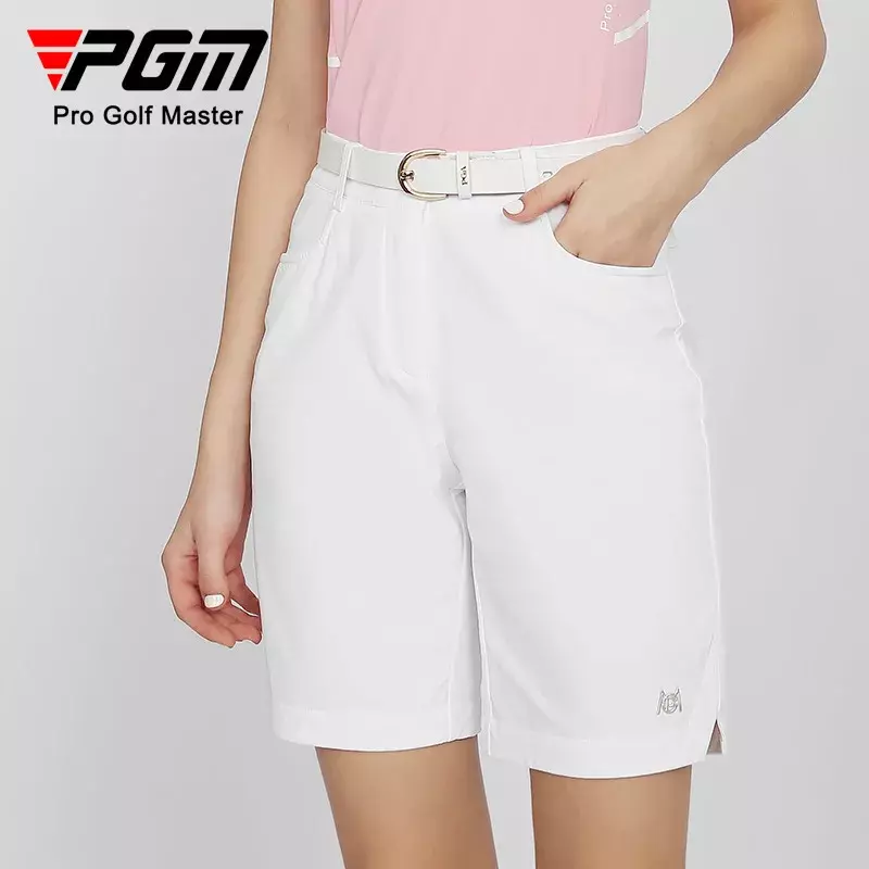 Брюки для гольфа PGM женские летние шорты с высокой талией Прямые спортивные брюки универсальные с разрезом на подоле