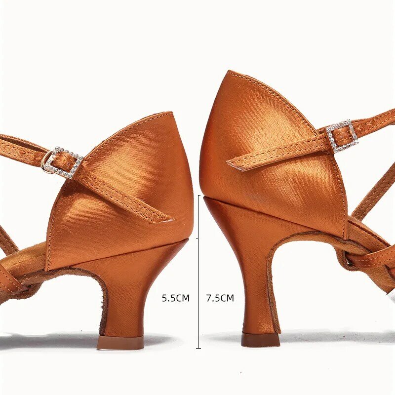 Women's Latin Dance Shoes Adult Middle 5cm 7cm Heel Soft Sole High Heels Summer Cha Rumba Exercise Shoes  Shoes Woman Heels