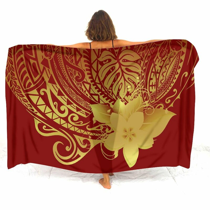 2024 New Polynesian Sarong Women'S Club Hawaii Resort Seaside Bikini Cape Sarong Custom Summer Soft One-Piece Thin Dress