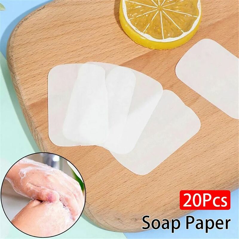 20/50/60/100 buah kertas sabun mandi bersih sekali pakai beraroma sabun tablet portabel perjalanan luar ruangan pengiris tangan