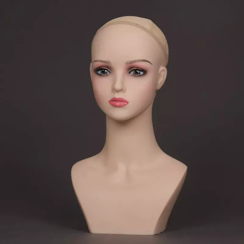 Cabeza de Maniquí de exhibición de pelucas femeninas, cabezas de muñeca de maniquí realistas, exhibición de sombrero de peluca