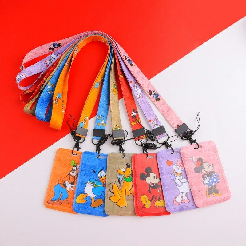 Disney Minnie Card Holders Lanyards Girls Door Card Case Hanging Rope Badge Holder Neck Strap Business Card Small Gift