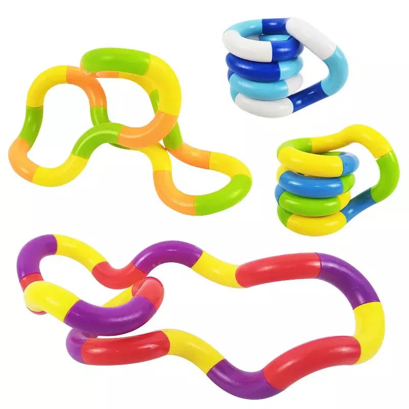 Rope Twist Fidget Toy para Crianças, Círculo Arco-íris, Sensorial, Terapia Autismo, Anti Stress, Anti Stress, Fidget Toy, 3Pcs