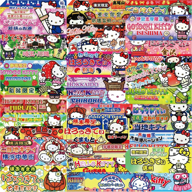 Kawaii Hello Kitty Adesivos para Crianças, Decalques de Desenhos Animados, Decalques de Brinquedo, Laptop, Mala, Skate, Bagagem, Anime Bonito, Decalque, 10 Pcs, 60Pcs
