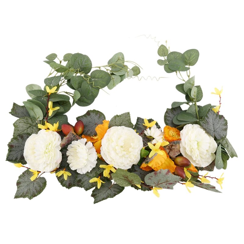 Greenery Swag Spring Floral Swag With Peony And Green Leaves For Front Door Window Wall Wedding Arch Decoration