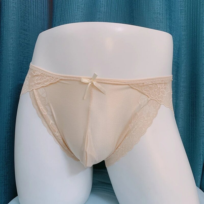 Sissy Powder-Culotte en dentelle transparente pour homme, sous-vêtement sexy sans lueur, lingerie U convexe, slip respirant, bikini 7.0