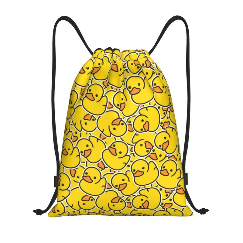 Custom Duck Cartoon Pattern Drawstring Bags Men Women Lightweight Sports Gym Storage Backpack