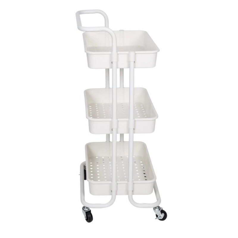 3 Tier Rolling Craft Cart with Handle, White