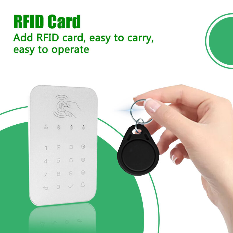 Kunci Keyboard Sentuh 433Mhz Nirkabel 3 Buah Kartu RFID Arm atau Nonaktifkan Kode Ev1527 untuk Sistem Alarm Keamanan Rumah Pintar Tuya