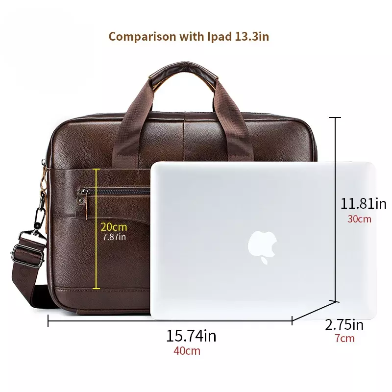 Teczki męskie o dużej pojemności na co dzień proste Laptop biznesowy podróżne miękkie torby na ramię Crossbody z prawdziwej skóry bydlęcej