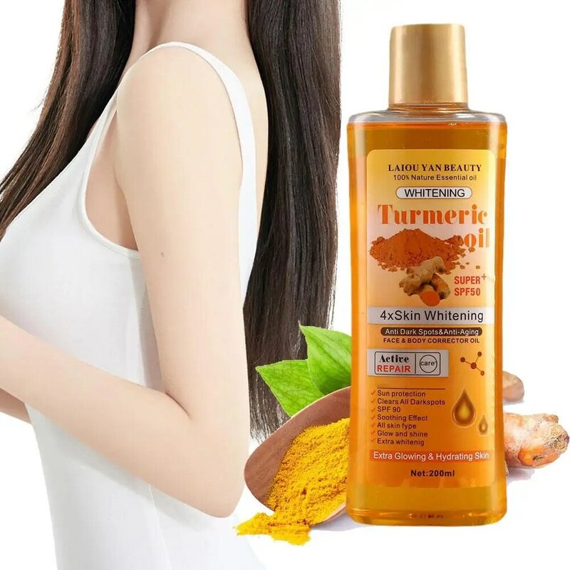 200ml Turmeric Remove Dark Spots Essential Oil for Women Moroccan Ginger Anti Wrinkle Serum Men Women Moisturizing Skin Care