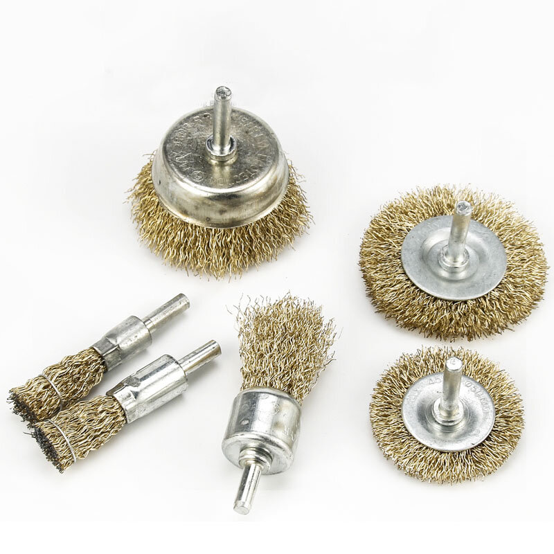 5PCs Brass Wire Wheel Brush   Set Accessories Rotary Tool Polish Cleaning DIY Tools Polishing