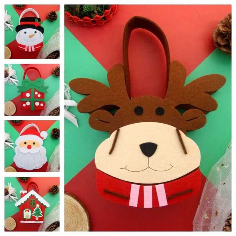 Tecido não tecido DIY Xmas Candy Bag, Presente boneco de neve, Saco de brinquedo, Bolsa portátil Elk, Natal Elk Bag, Natal Gift, Kringle Papai Noel