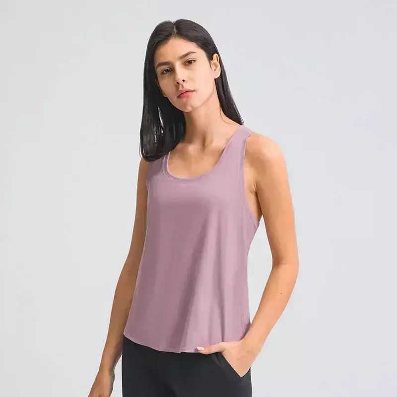 Lemon kaus Tank Top olahraga Yoga wanita, longgar kekuatan elastis cepat kering latihan lari tanpa lengan musim panas kebugaran
