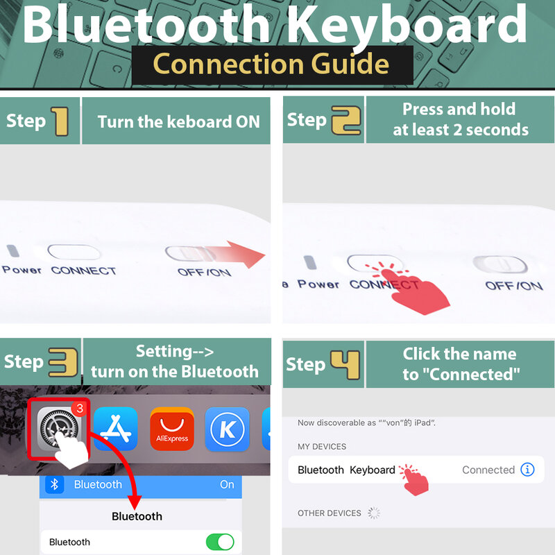 Mini Teclado Bluetooth Sem Fio e Mouse para Samsung, Xiaomi, Android, Portátil, iPad, Telefone, Tablet