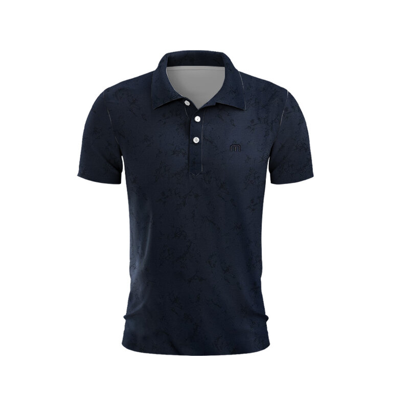 メンズゴルフクラブボタンポロシャツ、ストライプデザイン、速乾性、サマーウェア