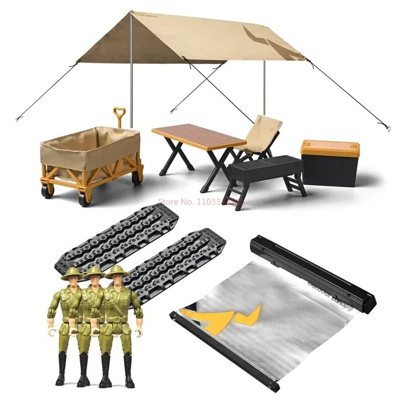 Simulação Toldo Camping Tent, Escada De Areia, Decoração De Cadeira De Mesa, 01:12 RC Car, Coleção De Modelos, Action Figure Brinquedos, MN85K, 6"