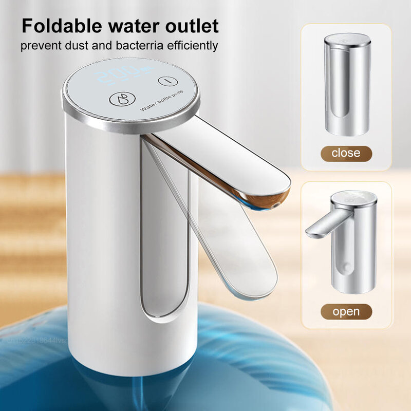 Pompa botol air otomatis lipat, pompa Dispenser air meja elektrik 19 liter dapat diisi ulang H3
