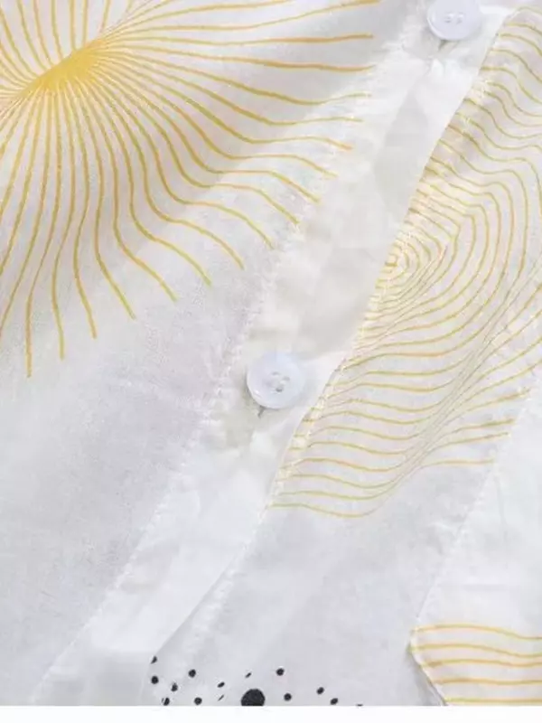 Camisa longa impressa de chiffon para mulheres, proteção solar, roupas finas, cardigã solto, novo, verão, 2024